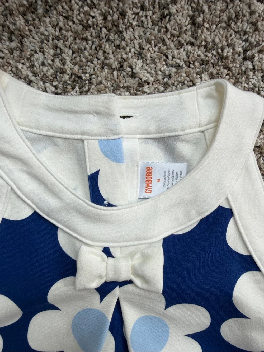 NWOT Gymboree Navy Floral Tank Dress White Trim and Light Blue Centers size 6